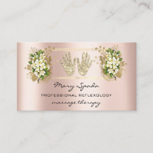 Massage Reflexology Reiki Hands Rose Gold QR Code Business Card