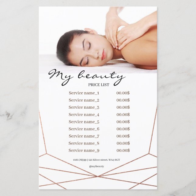Massage Salon White Background & Frame Price List (Front)