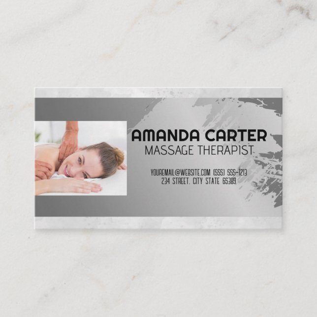 Massage Session | Watercolor Artistic Grey Business Card (Front)