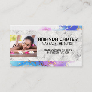 Massage Session Watercolor Marble Business Card