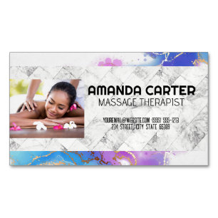 Massage Session   Watercolor   Marble Magnetic Business Card