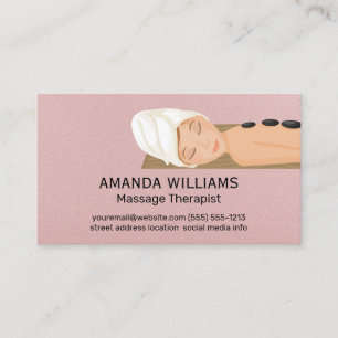 Massage Session   Woman Laying Down   Heat Stones Business Card