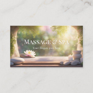 Massage & Spa pastel healing stones & Lotus Flower Business Card