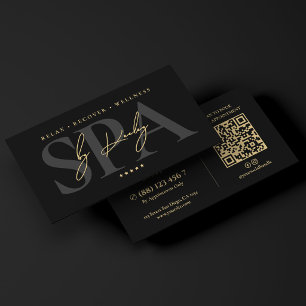 Massage Spa Therapist Wellness Retreat Black Business Card