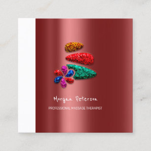 Massage Spa Wellness Floral Stone Logo Burgundy Appointment Card