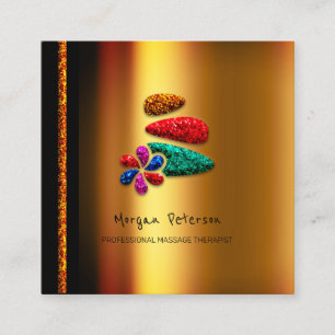 Massage Spa Wellness Floral Stone Logo Gold VIP Appointment Card