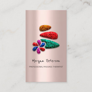 Massage Spa Wellness Floral Stone Logo Rose Appointment Card