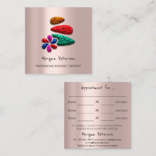 Massage Spa Wellness Flower Rose  Logo Stones Appointment Card