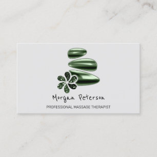 Massage Spa Wellness Green Logo Grey Appointment Card