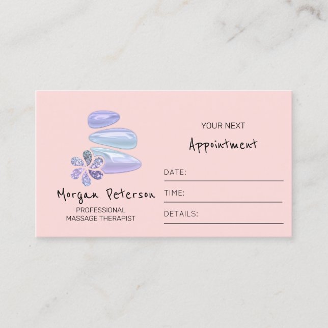 Massage Spa Wellness Logo Flower Blue Rose Appointment Card (Front)