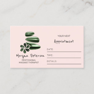 Massage Spa Wellness Logo Flower Rose Green Appointment Card