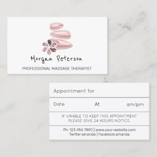 Massage Spa Wellness Pink Custom Logo  Rose Appointment Card