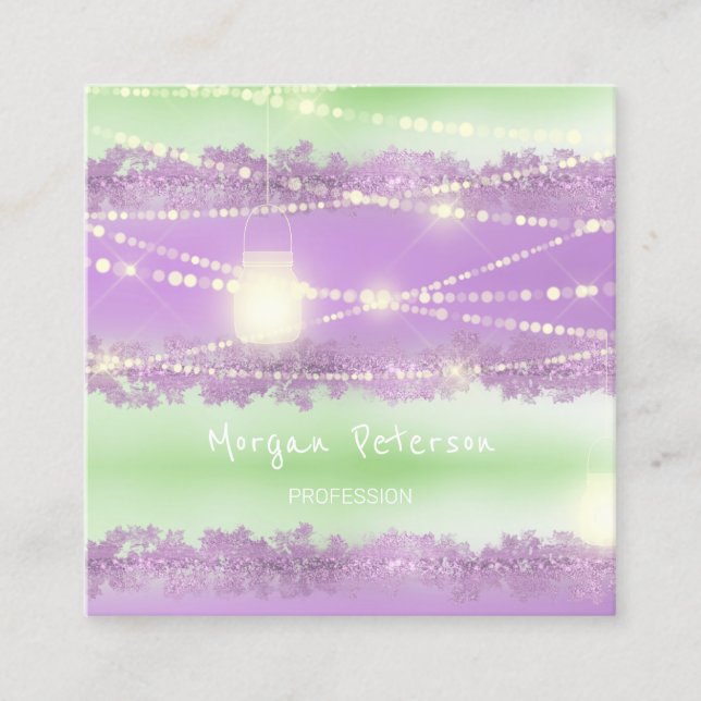 Massage Spa Wellness Purple Gold Lights Beauty Appointment Card (Front)