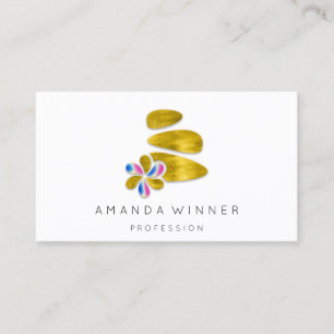 Massage Spa Wellness Stone Logo Gold Holograph Appointment Card