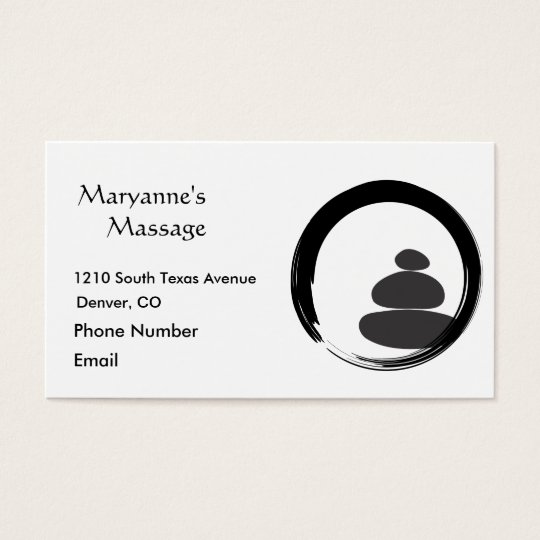 Massage Stones and Enso Circle Business Card