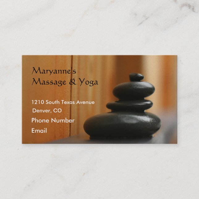 Massage Stones and Wood Appointment Card (Front)