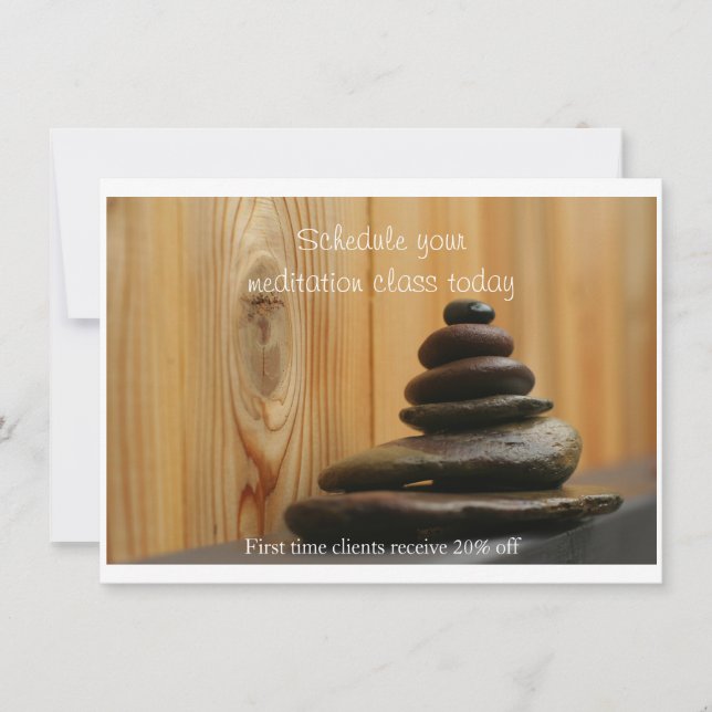 Massage Stones and Wood Invitation (Front)