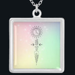 *~* Massage Sun Woman - Moon Nirvana Yoga Reiki Silver Plated Necklace<br><div class="desc">Energy Enhanced Square Silver Plated Metaphysical Spiritual New Age necklace. JEWELRY WITH INTENTION (R) - Energetically Enhanced Jewellery. As a professional distance spiritual energy healer since 2001, I have learned, developed and utilised the power of energy healing intention. All my JEWELRY WITH INTENTION (R) carries the healing energy of positive...</div>
