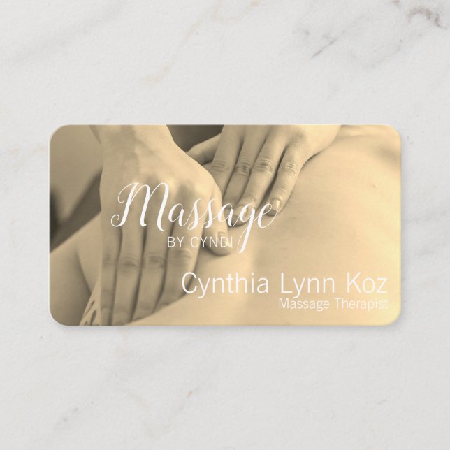 Massage Text Hands Sepia Photo Background Business Business Card (Front)