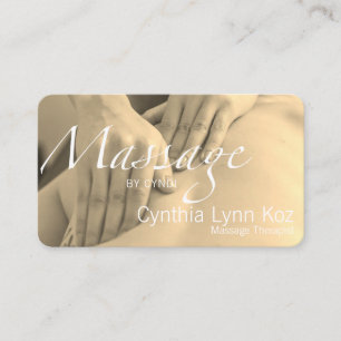 Massage Text Hands Sepia Photo Background Business Card