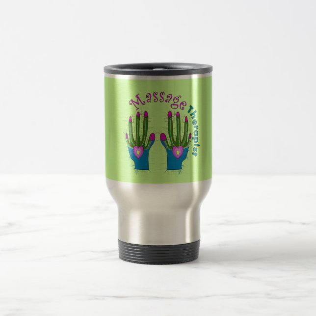 Massage Therapist Artsy Whimisical Hands Travel Mug (Center)