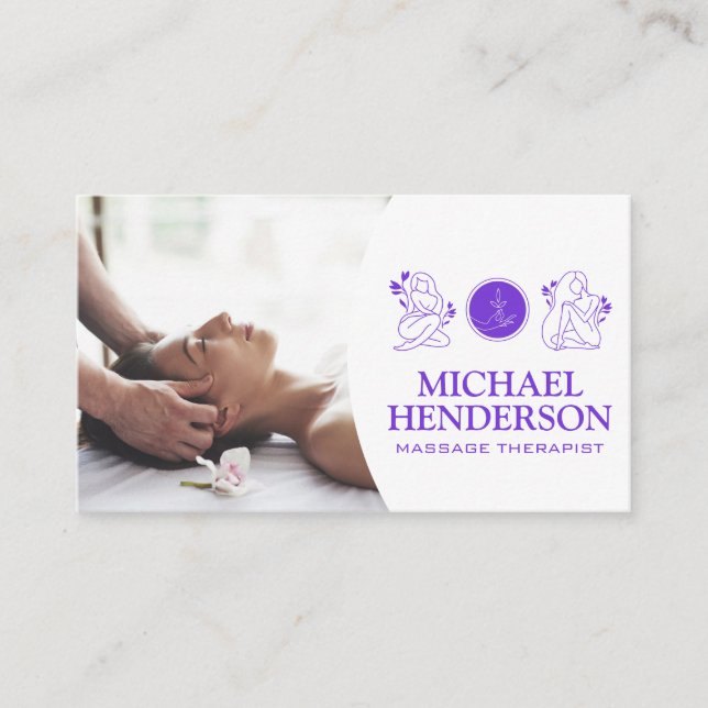 Massage Therapist | Beauty Health Logo Business Card (Front)