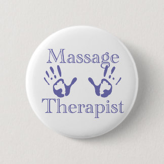Massage Therapist: Blue Hand Prints 6 Cm Round Badge