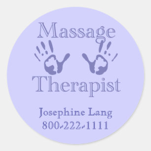 Massage Therapist: Blue Hand Prints Classic Round Sticker