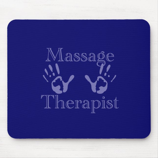 Massage Therapist: Blue Hand Prints Mouse Mat (Front)