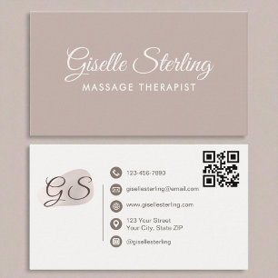 Massage Therapist Blush Mauve Elegant QR Code Business Card