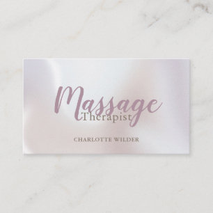 Massage Therapist Blush Pink Script Iridescent  Business Card