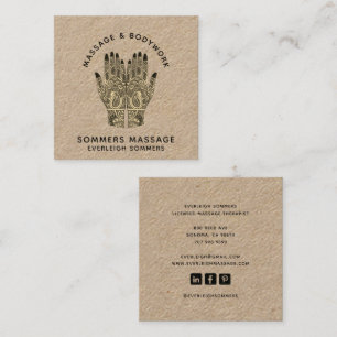 Massage Therapist Body Work Mehndi Henna Kraft Squ Square Business Card