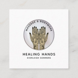Massage Therapist Body Work Mehndi Henna Square Square Business Card