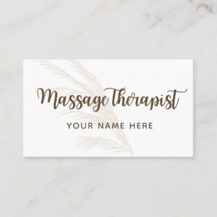 Massage Therapist Boho Calligraphy Simple Minimal Business Card