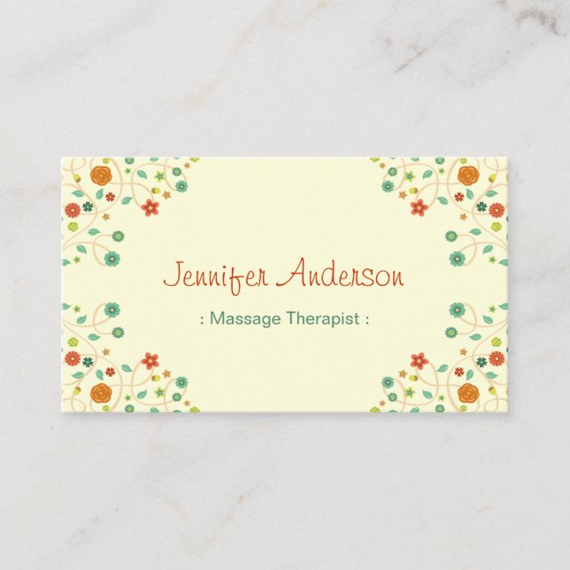 Massage Therapist - Chic Nature Stylish Business Card (Front)