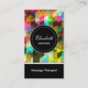 Massage Therapist- Colourful Mosaic Pattern Business Card