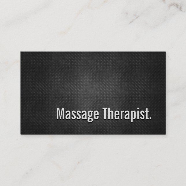 Massage Therapist Cool Black Metal Simplicity Business Card (Front)