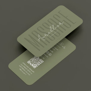 Massage Therapist Dark Sage Green Physiotherapist  Business Card