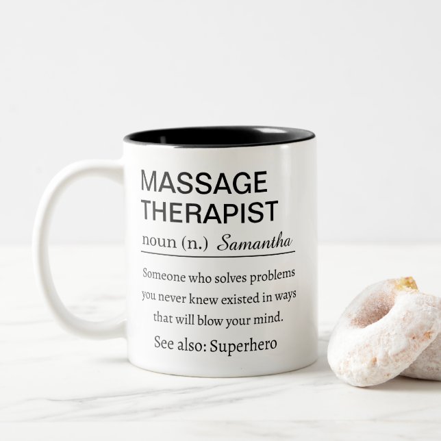 Massage Therapist Definition Two-Tone Coffee Mug (With Donut)