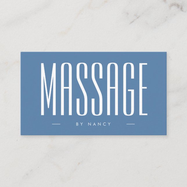 Massage Therapist Dusty Blue  Business Card (Front)