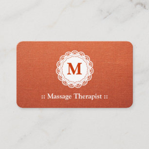 Massage Therapist Elegant Lace Monogram Business Card