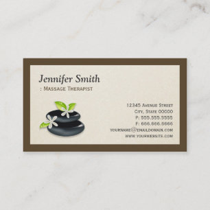 Massage Therapist - Elegant Spa Zen Stones Logo Business Card