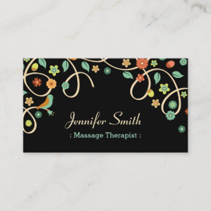 Massage Therapist - Elegant Swirl Floral Business Card