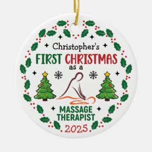 Massage Therapist First Christmas Personalised Ceramic Tree Decoration