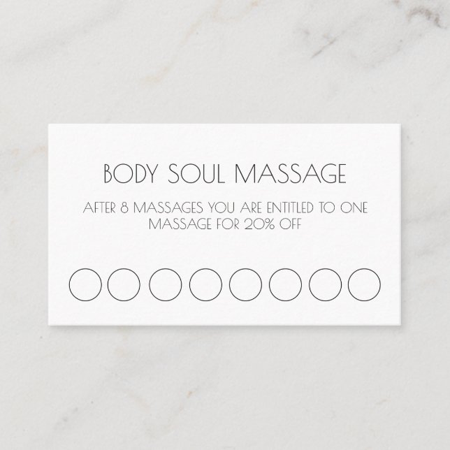Massage Therapist Flat Loyalty Card (Front)