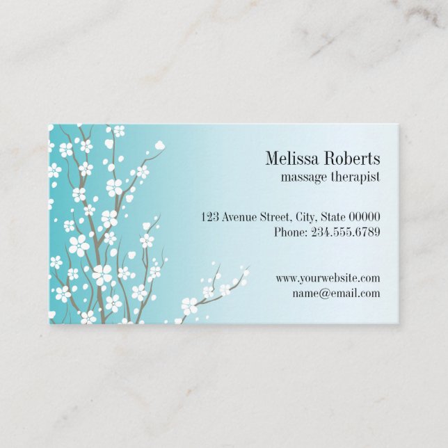 Massage Therapist Floral Business Card (Front)