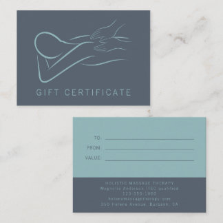 Massage Therapist Gift Certificate with Envelope Card