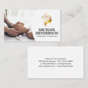 Massage Therapist   Gold Beauty Logo Business Card