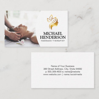 Massage Therapist | Gold Beauty Logo Business Card
