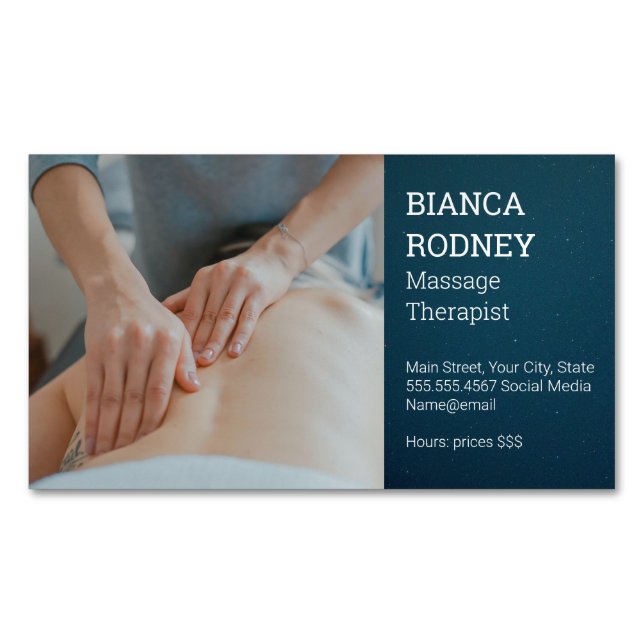 Massage Therapist | Health and Wellness Magnetic Business Card (Front)